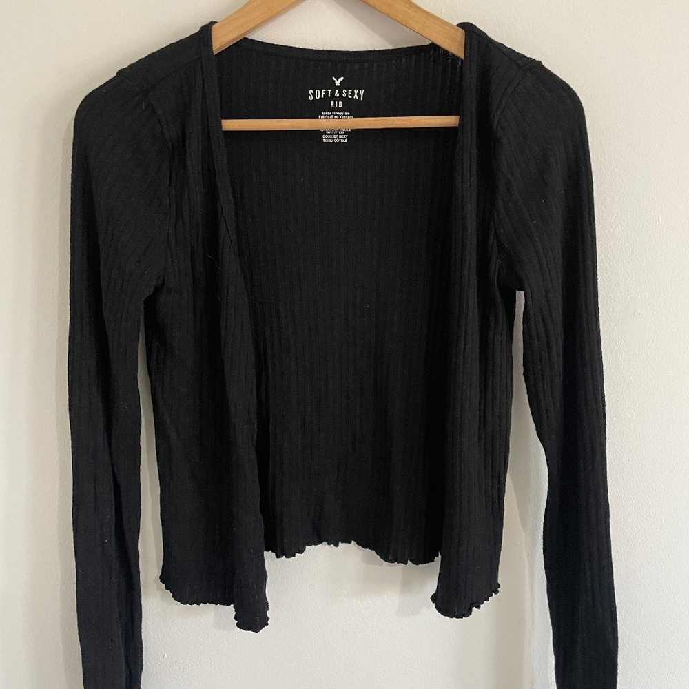 American Eagle Ribbed Cardigan Black S